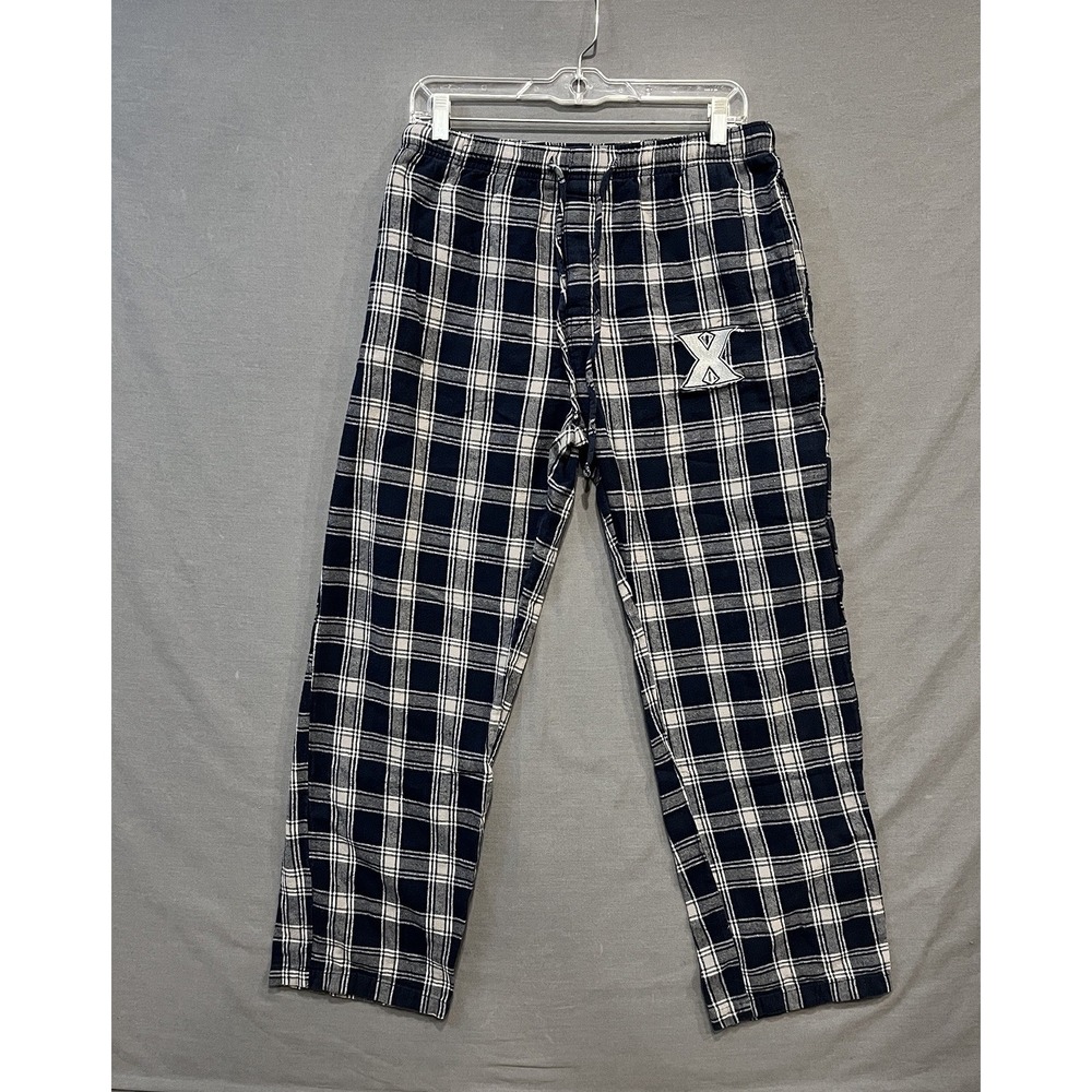 Xavier University Musketeers Pajama Pants Mens M Blue Plaid Flannel Logo Lounge